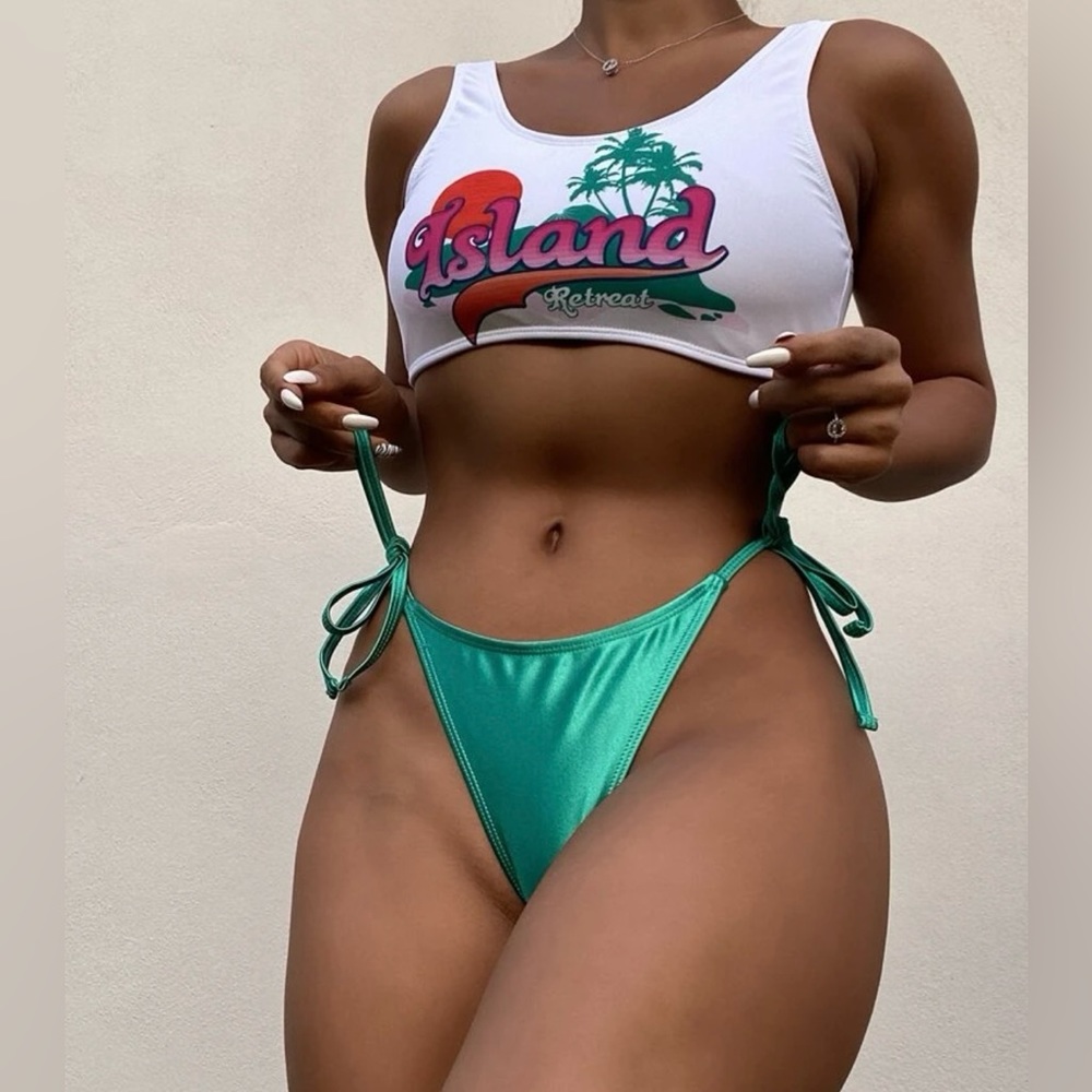 2 pc tank top/ bikini bottom swim suit